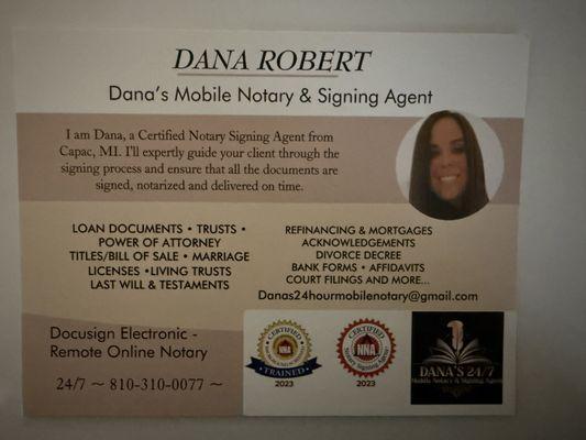 Dana’s Mobile Notary & Signing Agent