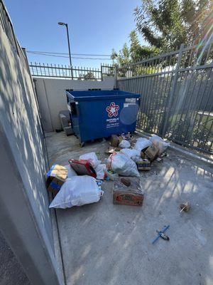 Trash scattered causing flys and roaches