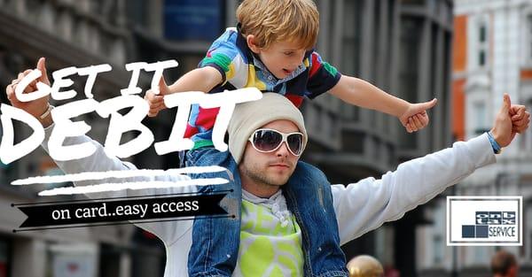 We offer you the option of Debit, Credit, or direct deposit tax refund receiving.