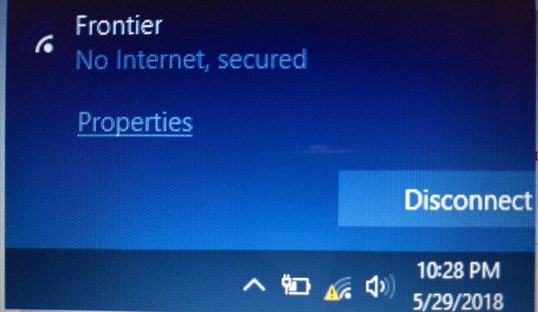 Note the yellow triangle on the bottom of the photo... this is the kind of WiFi that I deal with everyday. Frontier is garbage!