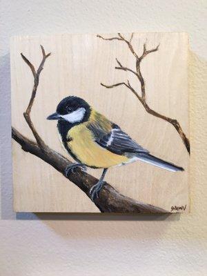Wildlife paintings - oil on birch wood