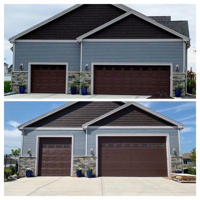 Before and After photos of garage modifications by Northland Door Systems.