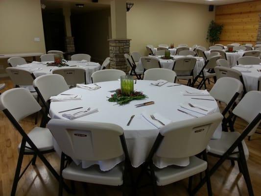 Dining tables and chairs included