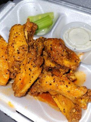 Medium wings only (with lemon pepper on top)