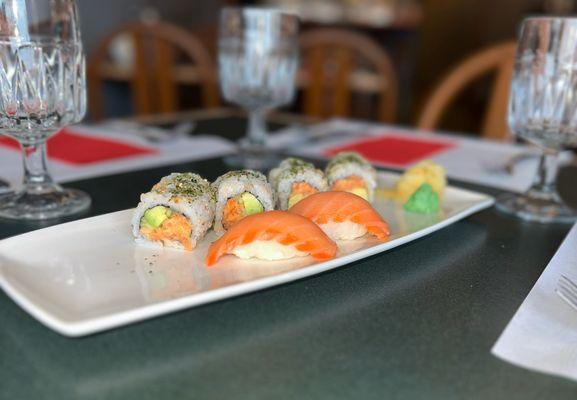 Green Fuji Roll & Salmon Nigiri