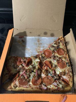 Fully loaded pizza,really hot,delicious and FRESH.