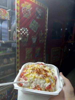 Esquite with hot cheetos