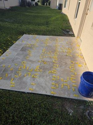 Back porch slate tile installation