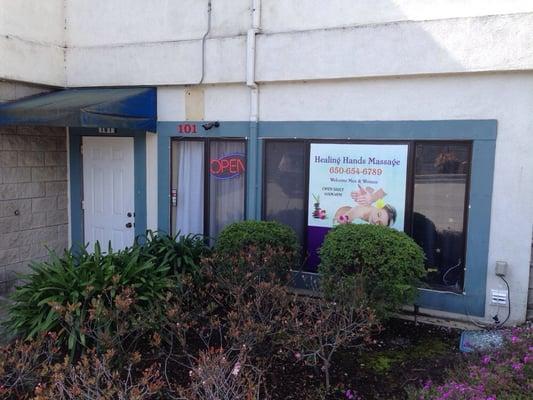 Entrance by rear parking lot