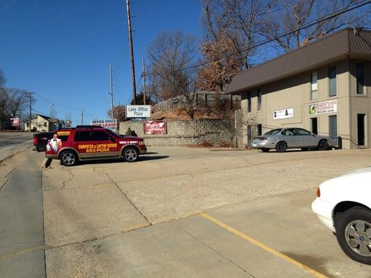 Here is the front of our building/parking lot