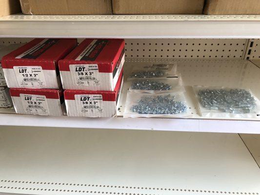 Anchor bolts and self taping screws