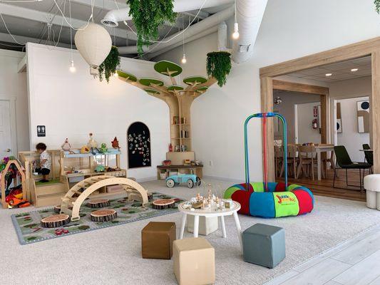Playroom to the left and there our birthday rooms and an art room