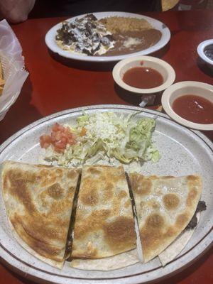 Steak quesadillas (no sour cream) & steak Enchilada