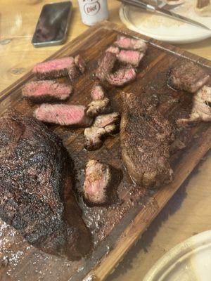 Reverse sear ribeyes cut by hand from the butcher. Unreal in marbling and taste.