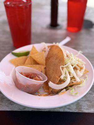 Single Halibut Taco in hard shell taco
