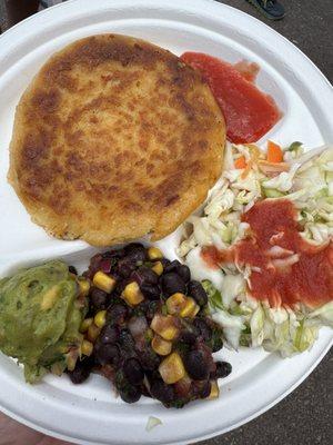 Chicken and cheese pupusa platter