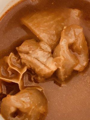 MENUDO (before habanero-pickled onion, cilantro, dried chili flakes, and Mexican oregano adds) served with made-in-house corn tortillas