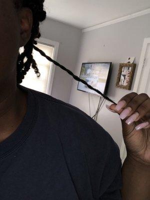 My hair where the twist came out