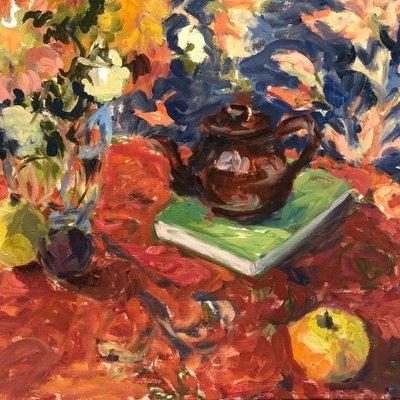 "Warmly Welcomed" (detail) 20" x 24 oil on linen