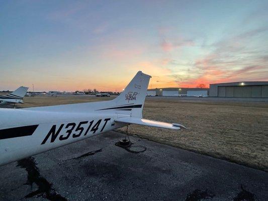 KFDK sunset at Bravo Flight Training