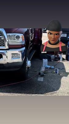 Working next to truck, drivers side view manually pushed in, pax side still out. People clearly working around my truck!