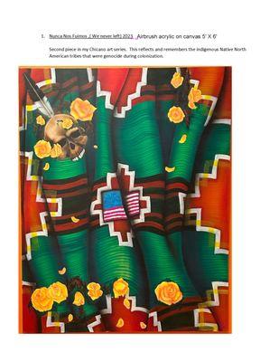 Nunca nos Fuimos/
We never left Painting.
Airbrush acrylic on canvas 5'X6'