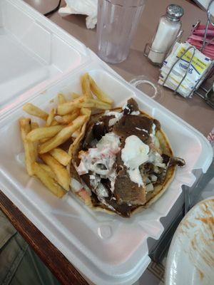left over fries and gyro...