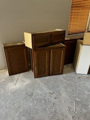 Kitchen cabinets left in living room