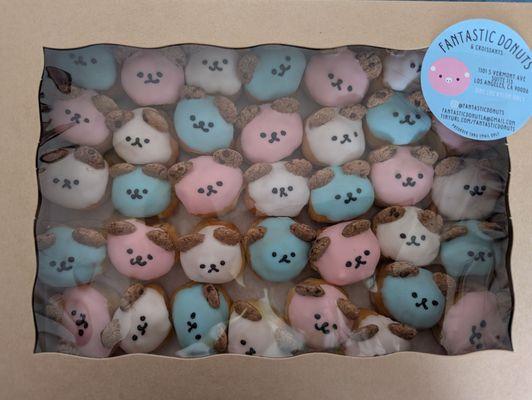 Three dozen bear donuts with strawberry filling