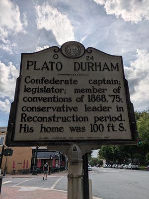 Plato Durham Historical Marker