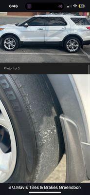 The poor shape my tires are in.