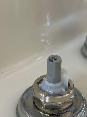 Black mark is degree of engagement of set screw on incorrect replacement stem.