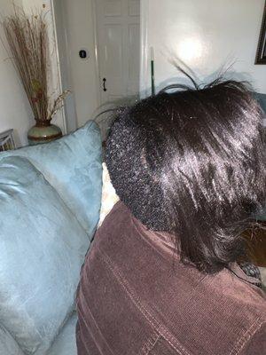 I asked for a bob ... this is what they did.... how am I going to work with my hair like this... I had to leave the salon very aggregated.