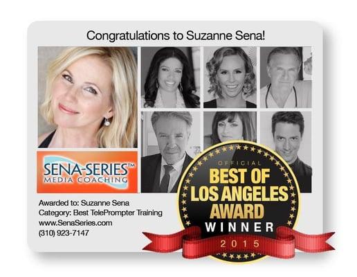 Suzanne Sena "Best of Los Angeles Award Winner" of 2015 - Best Teleprompter Training - Sena-Series