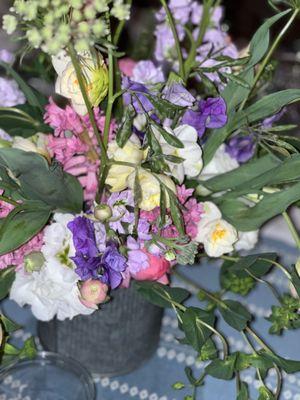 Table setting flowers.
