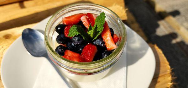 Panna Cotta topped with berries