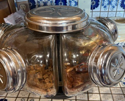 Antique rotating glass candy jar