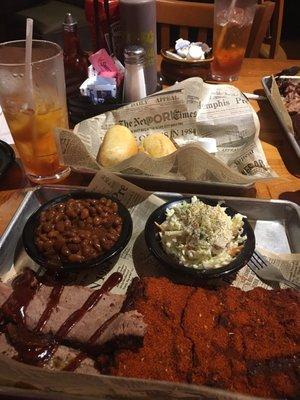 Bbq combo. Dry rub ribs & brisket.