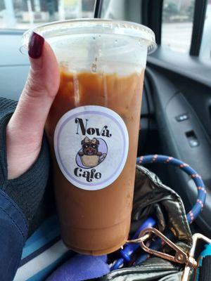 Medium iced decaf oat milk