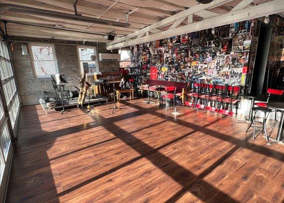 Our new backroom space is ready for your rental need, for rehearsal, meetings, celebrations, etc. It has a small stage and PA system.