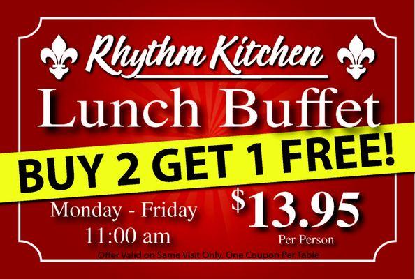 Come to Rhythm Kitchen for lunch 11 am - 3 pm.