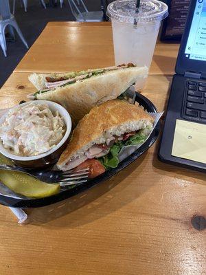 Sandwich and pasta salad