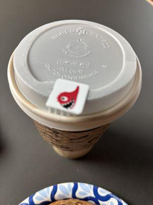Coffee with a cute  unique replaceable sticker!
