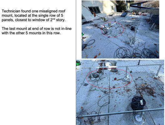 Part of the report detailing issues with their install