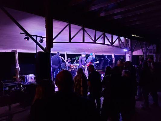 Band playing under the pavilion