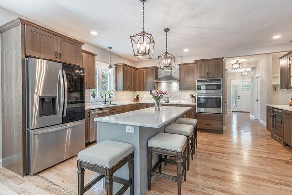 Custom designed kitchen in newly built home.