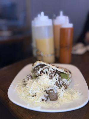 Arepa Rellena w Carne Asada & Guacamole (~$17)