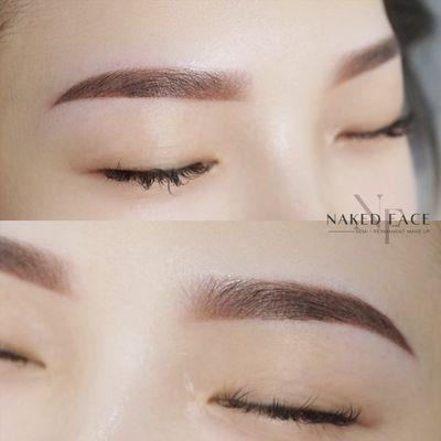 Ombre eyebrows before and after