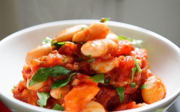 Fava beans! Giant Greek beans with a light tomato sauce