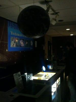The dark, science-y lobby.
